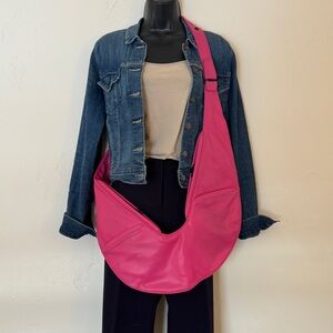 The SASH Pink Faux Vegan Leather Shoulder Purse Travel Sling Crossbody Boho